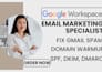 fix gmail spam issues, setup google workspace cold email dmarc warmup